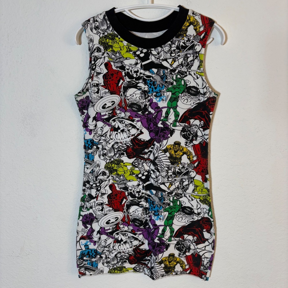 Marvel Comic Book Print Bodycon Mini Dress Size Large
